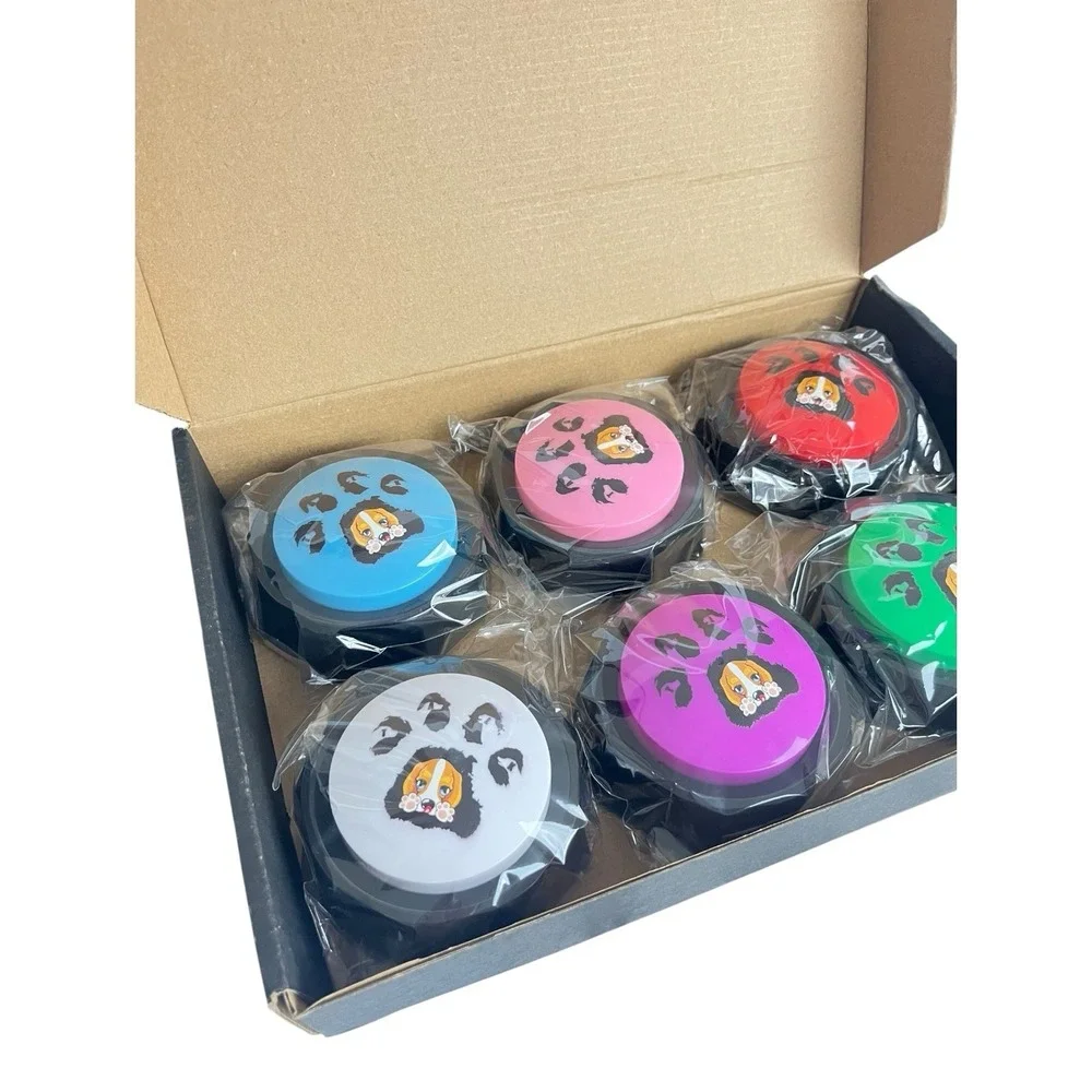 Talking Dog Buttons Set Pack 6 Recordable Communication- Open Box
